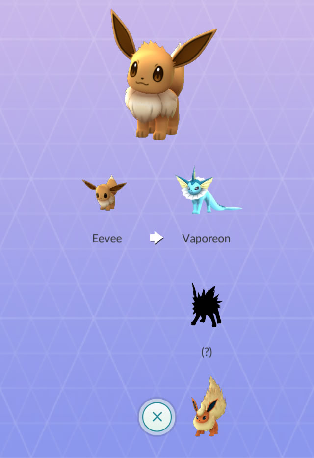 Detalles de Eevee y sus posibles evoluciones